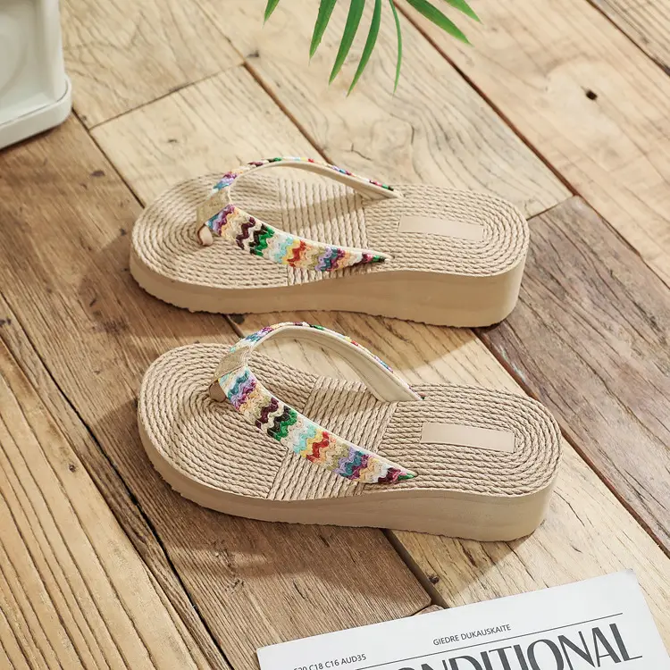 Women Straw Sandals with Colorful Embroidery — feature 5