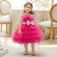 White Puffy Skirt Princess Dress for Kids Wedding Host — feature 1