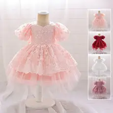 White Puffy Skirt Princess Dress for Kids Wedding Host — feature 6