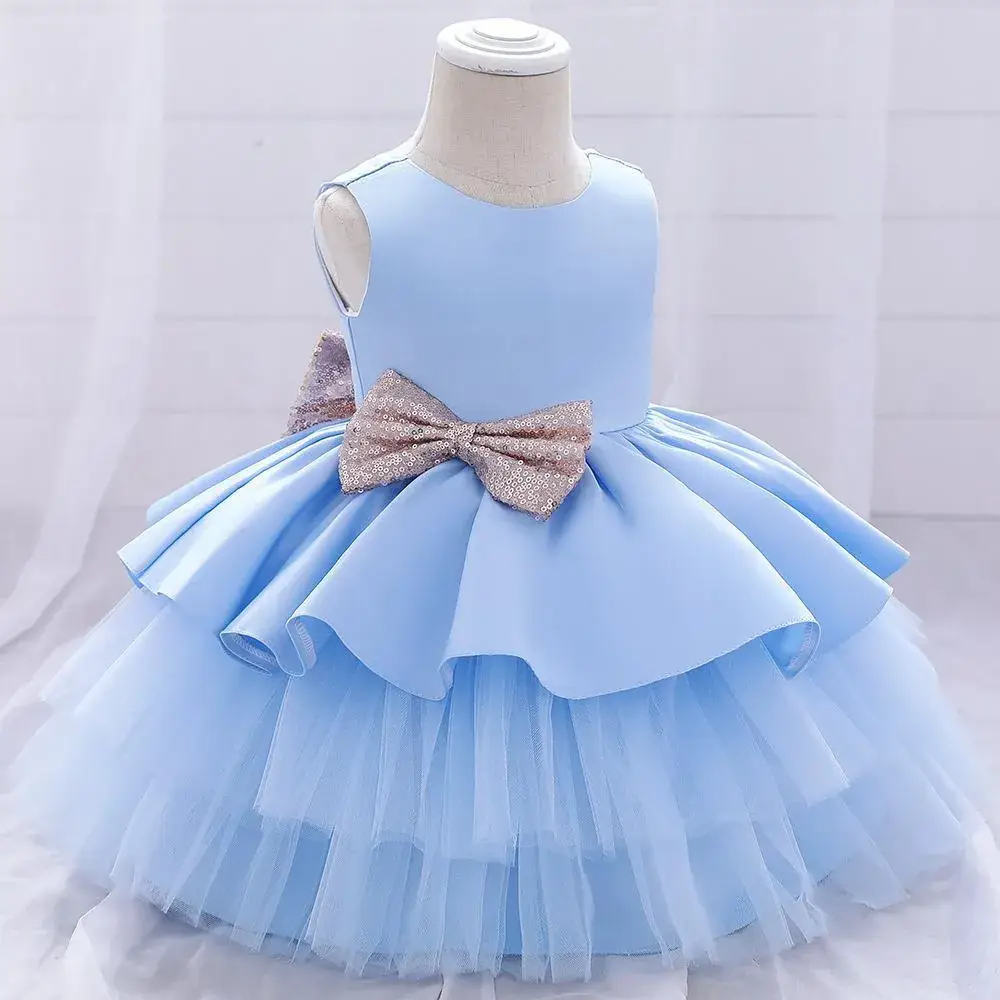 White Puffy Skirt Princess Dress for Kids Wedding Host