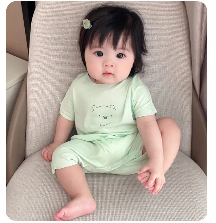 Baby Modal Short Sleeve Cartoon Suit Grey Newborn — feature 11