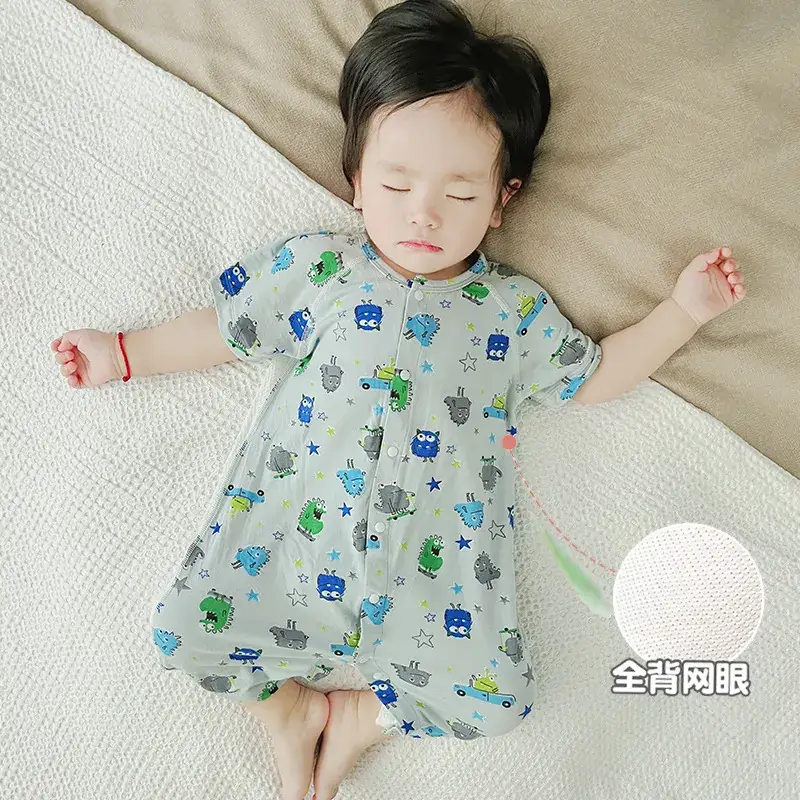 Baby Modal Short Sleeve Cartoon Suit Grey Newborn