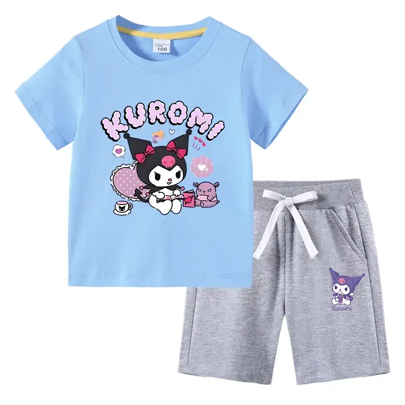 2023 Kurumi Kids Cotton 2-Piece Suit Navy Gray - Image 6