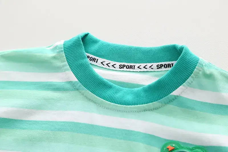 Summer Striped T-Shirt Shorts Set for Boys Blue Cotton — feature 5