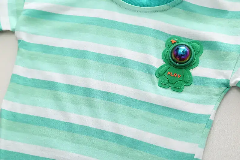 Summer Striped T-Shirt Shorts Set for Boys Blue Cotton — feature 6