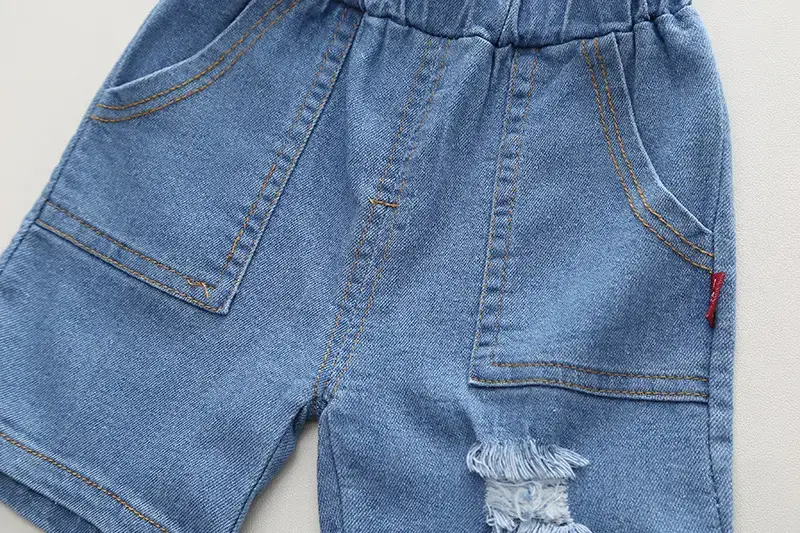 Summer Striped T-Shirt Shorts Set for Boys Blue Cotton — feature 9