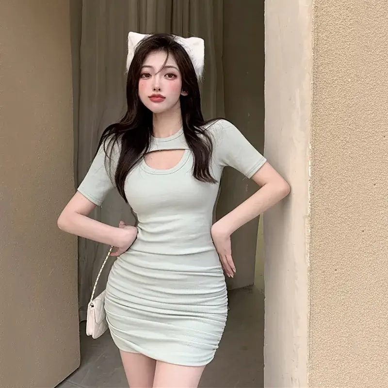 Women Fake Two-Piece Dress Summer 2025 Cut Out Hip-Hugging Skirt - Image 5