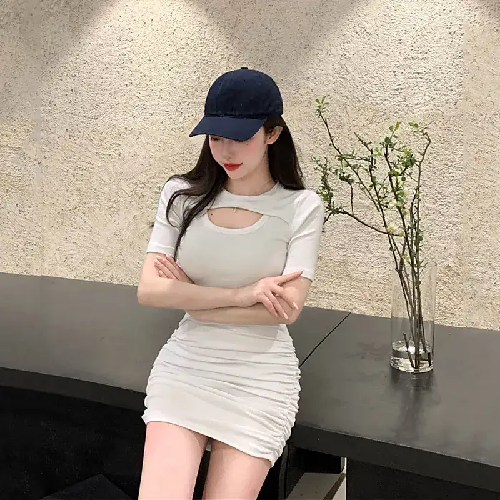 Women Fake Two-Piece Dress Summer 2025 Cut Out Hip-Hugging Skirt - Image 3