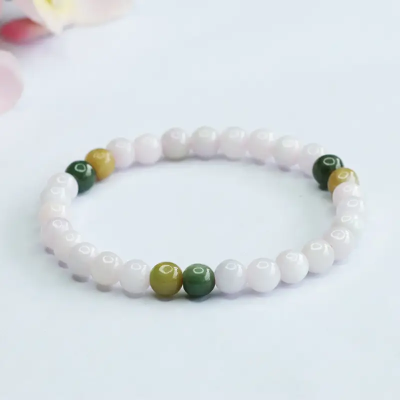 Guan Yu Natural Jade Bracelet with Green & Gold Beads — feature 4