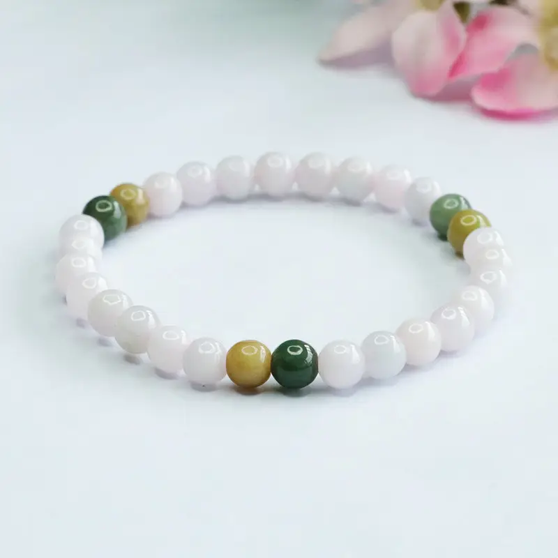 Guan Yu Natural Jade Bracelet with Green & Gold Beads — feature 6