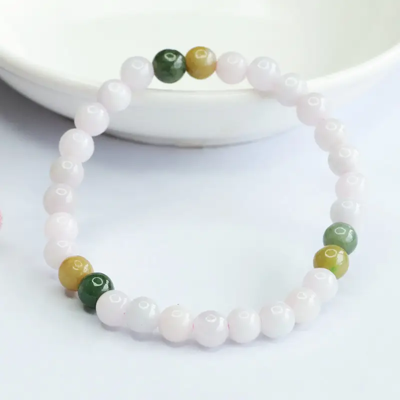 Guan Yu Natural Jade Bracelet with Green & Gold Beads — feature 7