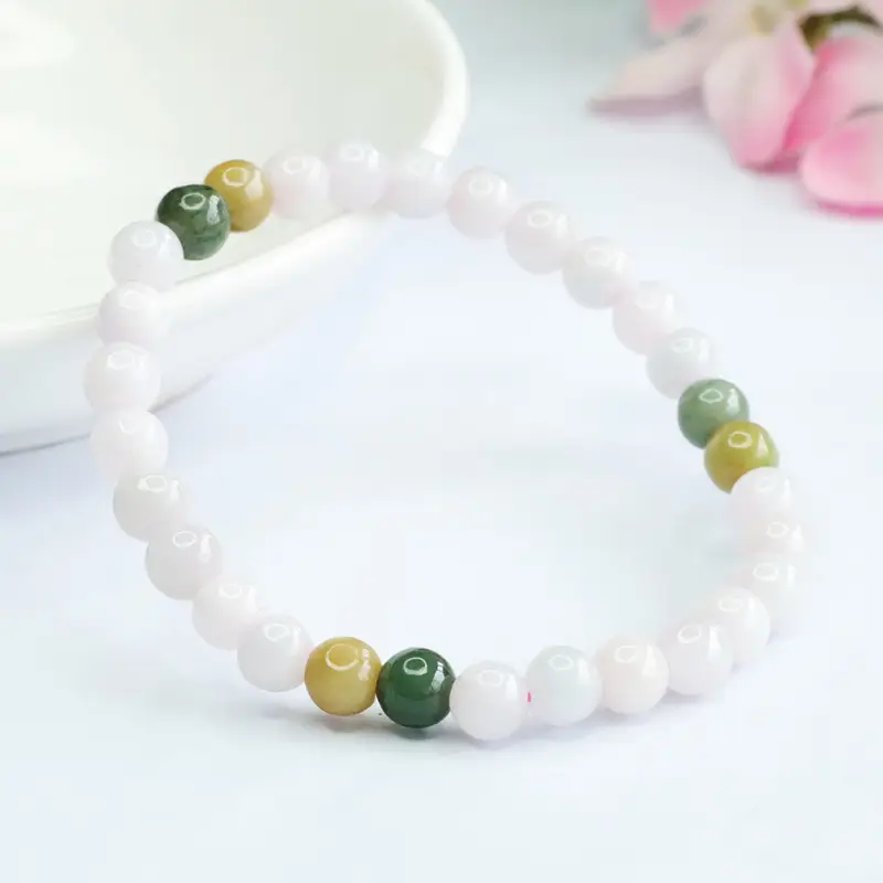 Guan Yu Natural Jade Bracelet with Green & Gold Beads — feature 9