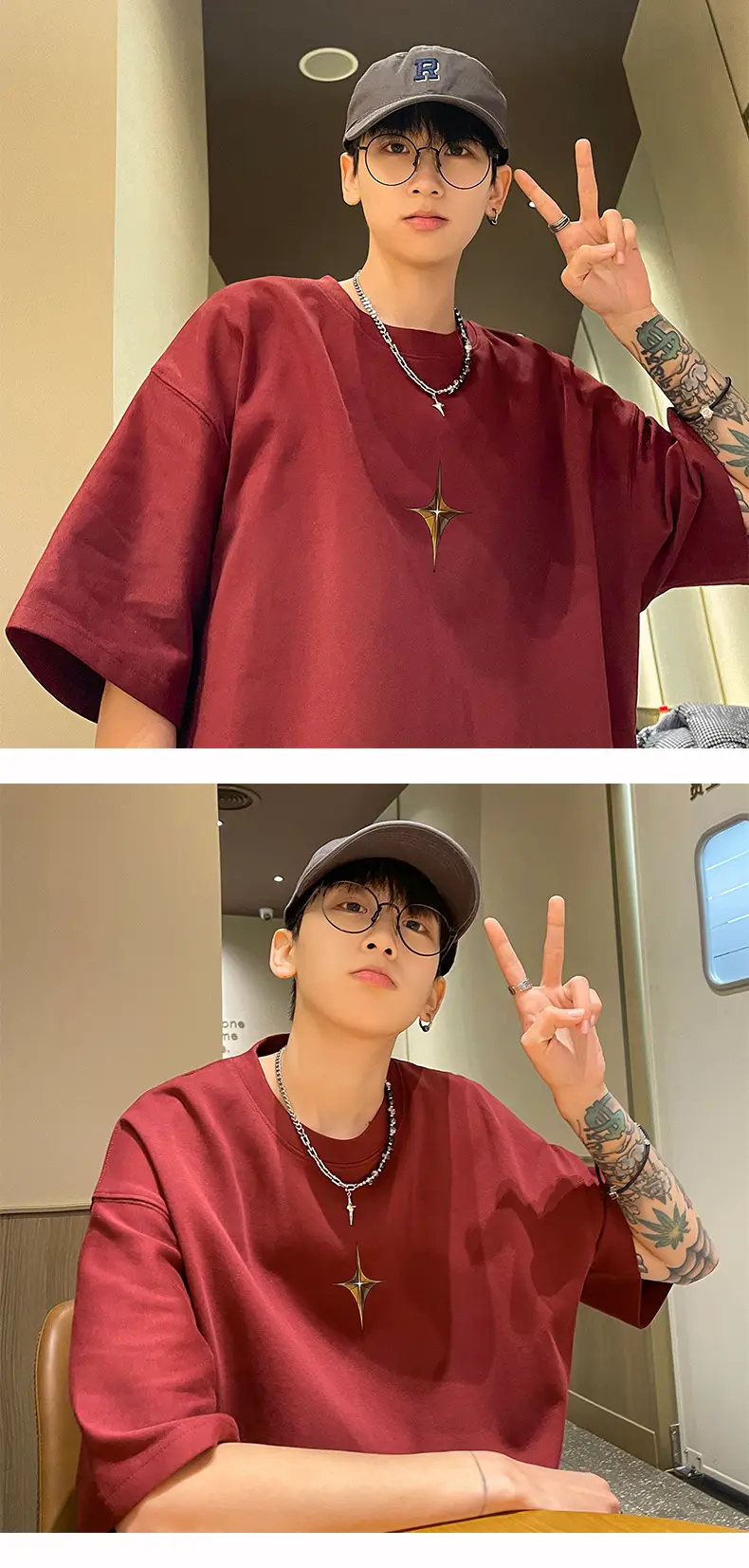 Men Maroon 3/4 Sleeve T-Shirt Pure Cotton Summer Wear — feature 9