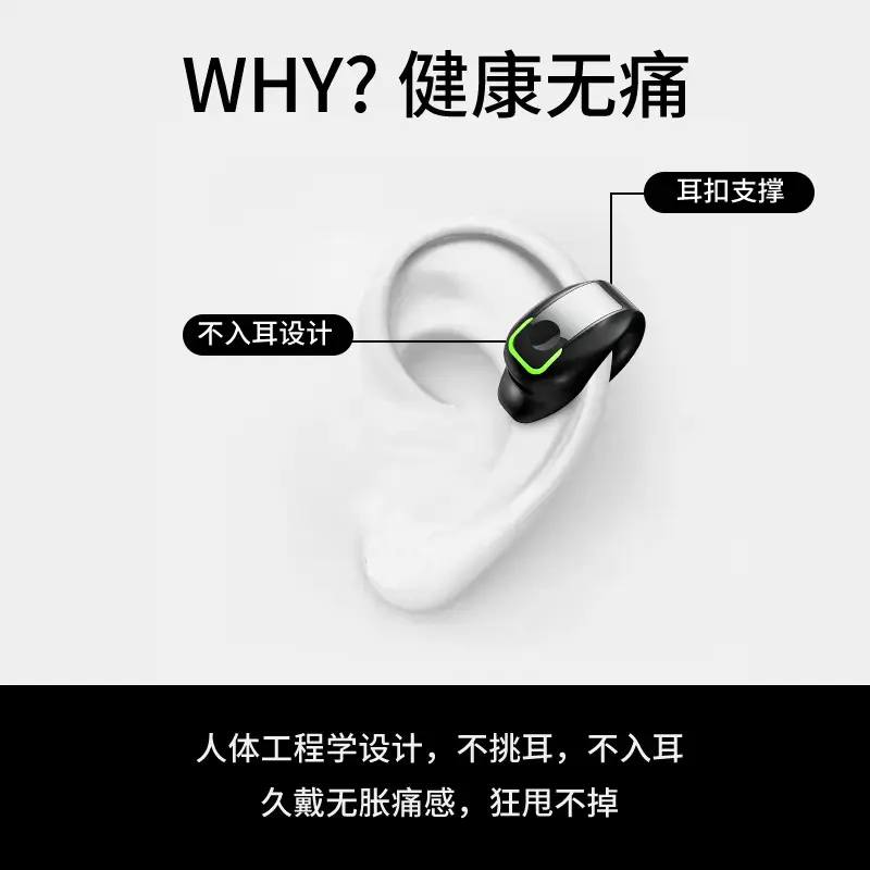 Bluetooth Headset Clip-On White Single Ear No Hurt - Image 7