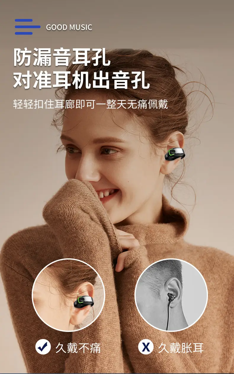 Bluetooth Headset Clip-On White Single Ear No Hurt — feature 3