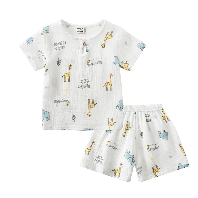 Children Printed Cotton Linen Shorts Suit Summer Baby — feature 12