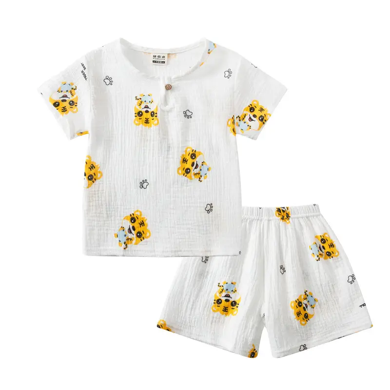 Children Printed Cotton Linen Shorts Suit Summer Baby — feature 13