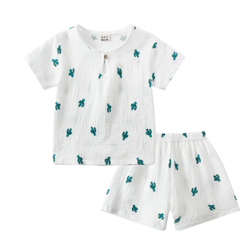 Children Printed Cotton Linen Shorts Suit Summer Baby — feature 14