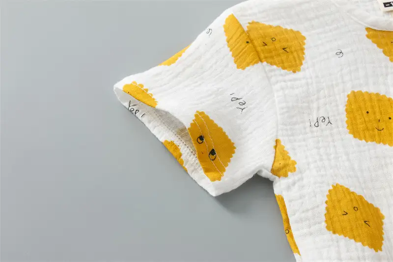 Children Printed Cotton Linen Shorts Suit Summer Baby — feature 7