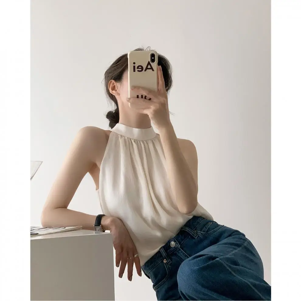 Summer Halter Neck Camisole Chiffon Sleeveless Vest — feature 16