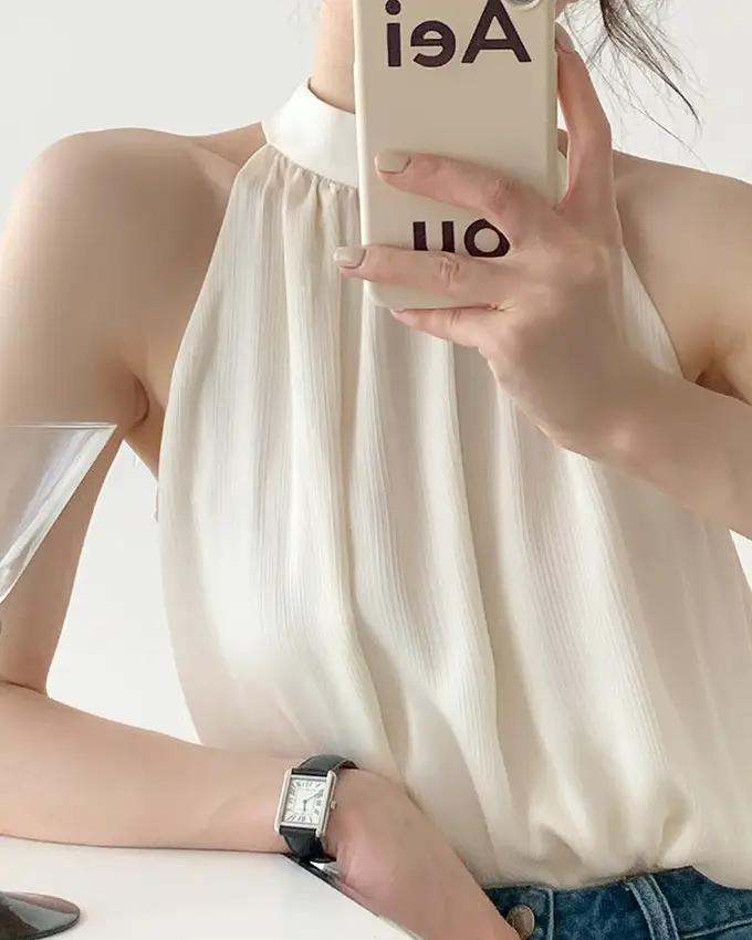 Summer Halter Neck Camisole Chiffon Sleeveless Vest — feature 20