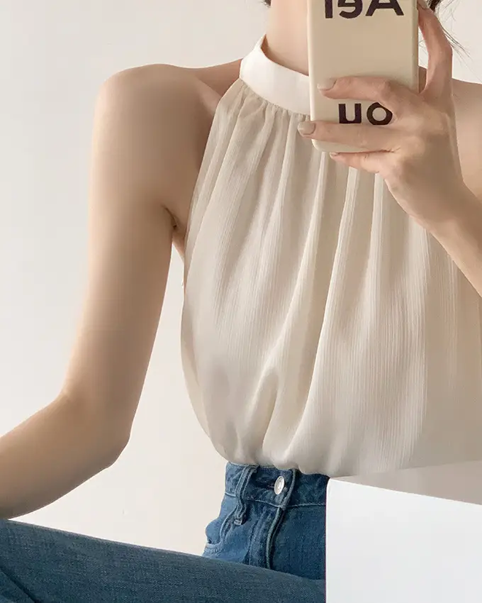 Summer Halter Neck Camisole Chiffon Sleeveless Vest — feature 22