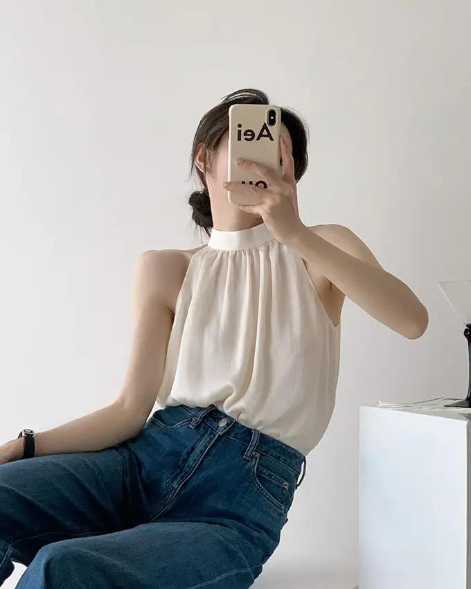 Summer Halter Neck Camisole Chiffon Sleeveless Vest — feature 23