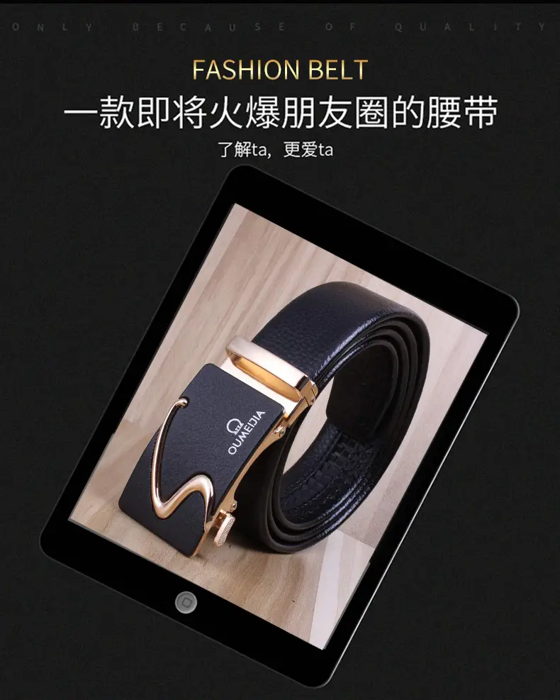 Men's Genuine Leather Belt Automatic Buckle Wholesale Business β feature 10