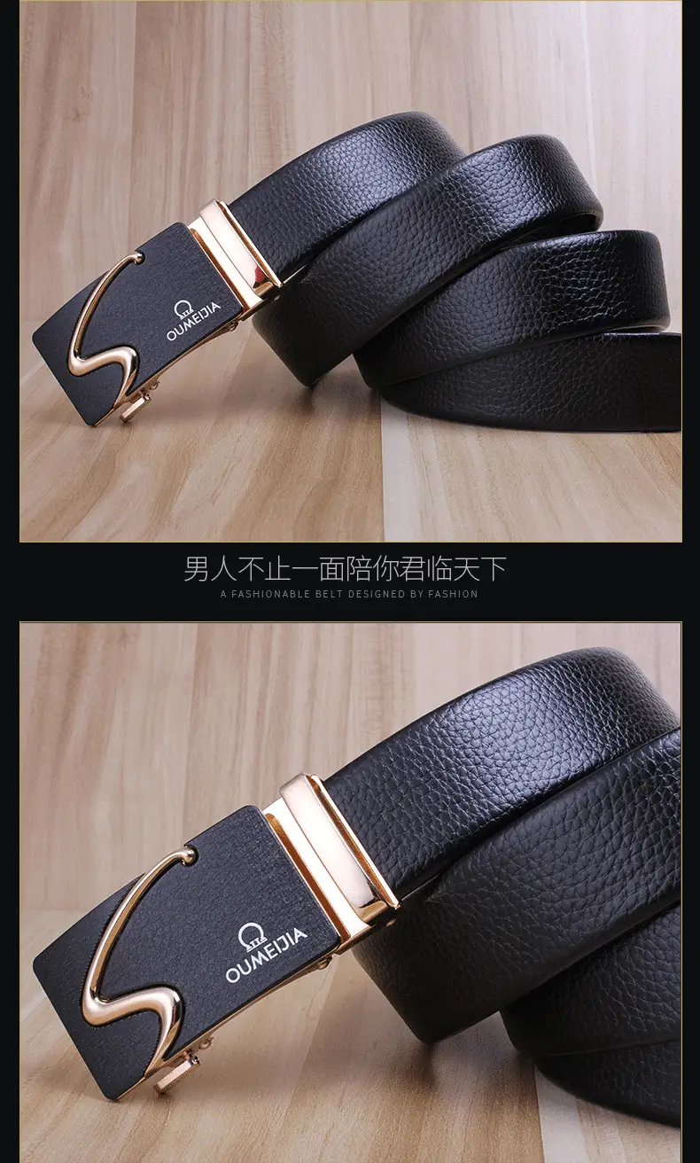 Men's Genuine Leather Belt Automatic Buckle Wholesale Business β feature 14