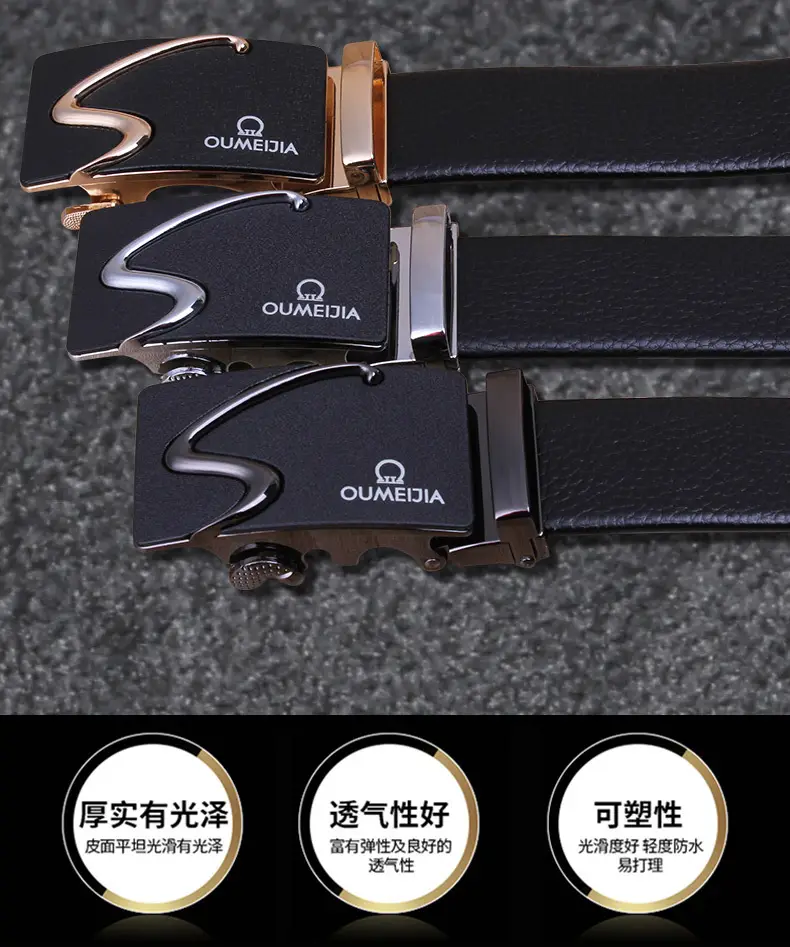 Men's Genuine Leather Belt Automatic Buckle Wholesale Business β feature 9