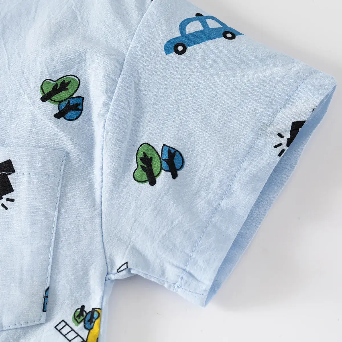 New Cartoon Short Sleeve Boys Shirt Light Blue - Image 5