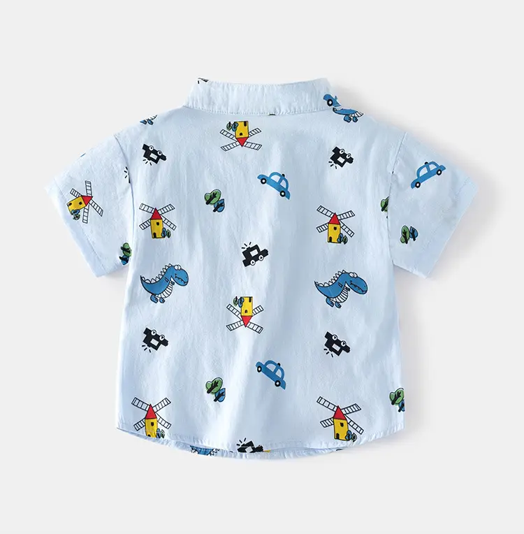 New Cartoon Short Sleeve Boys Shirt Light Blue — feature 7