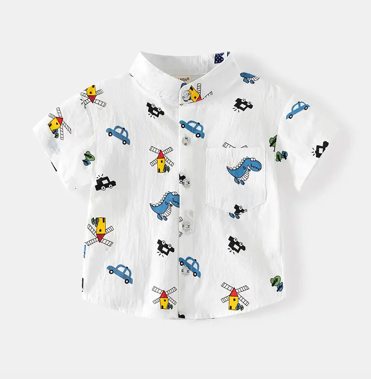 New Cartoon Short Sleeve Boys Shirt Light Blue — feature 8