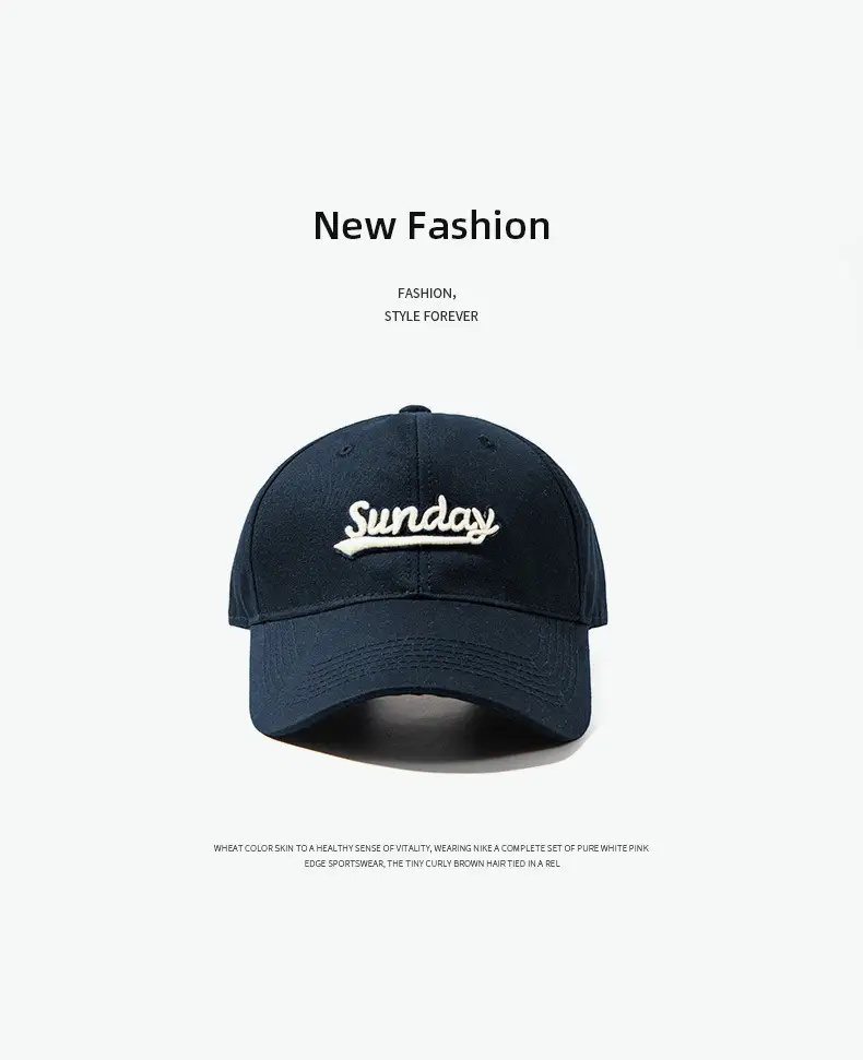 Sunday Lettered Canvas Cap Extra Large Navy — feature 7