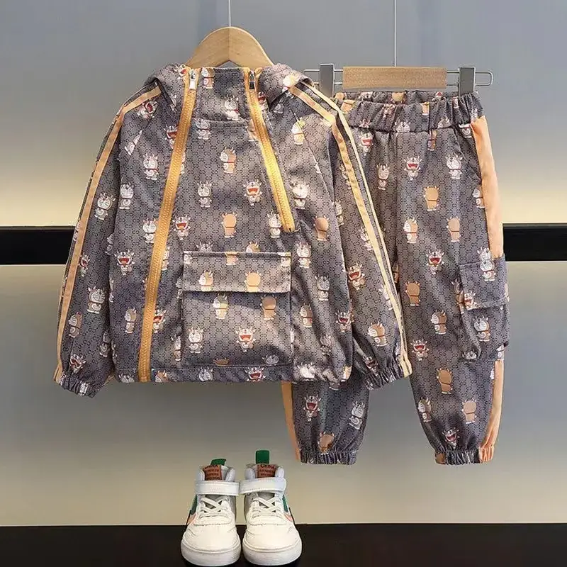 Boys Printed Hoodie & Pants 2023 Suit - Image 2