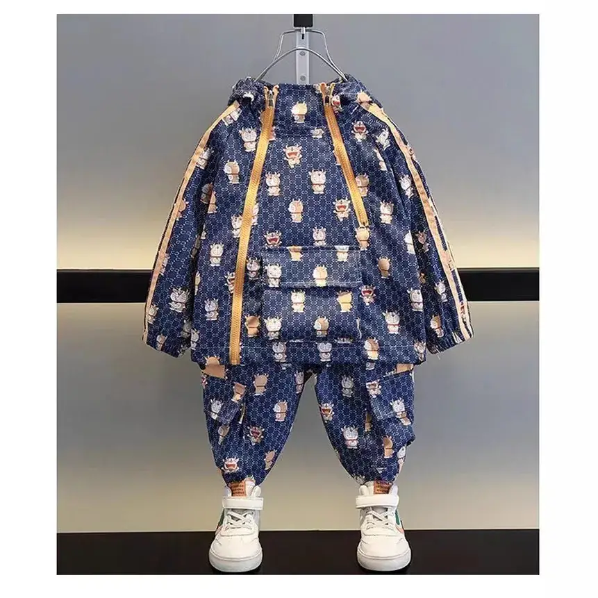 Boys Printed Hoodie & Pants 2023 Suit - Image 4