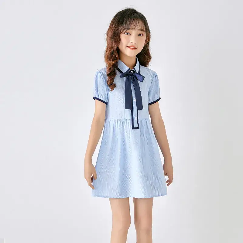 Children's Blue School Uniform Shorts Set Summer School Wear - Image 5