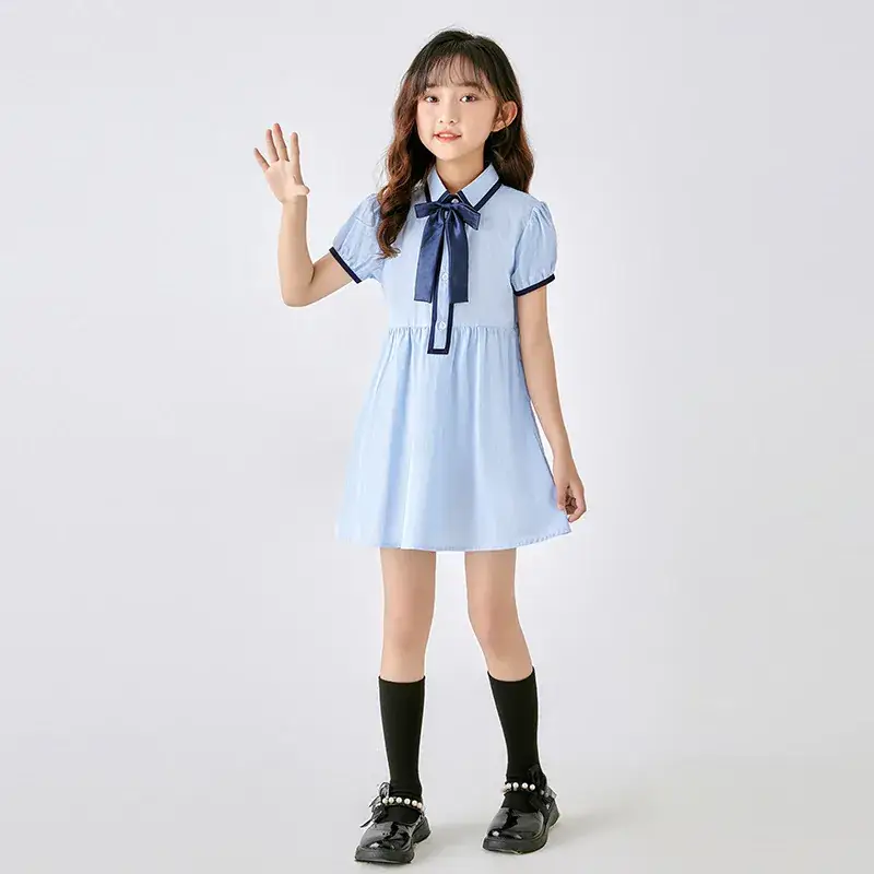 Children's Blue School Uniform Shorts Set Summer School Wear - Image 7