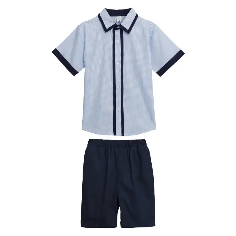 Children's Blue School Uniform Shorts Set Summer School Wear - Image 8