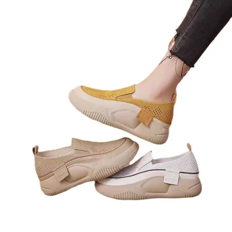 Women's 2024 Slip-On White Hollow Loafers Thick Sole - Image 9