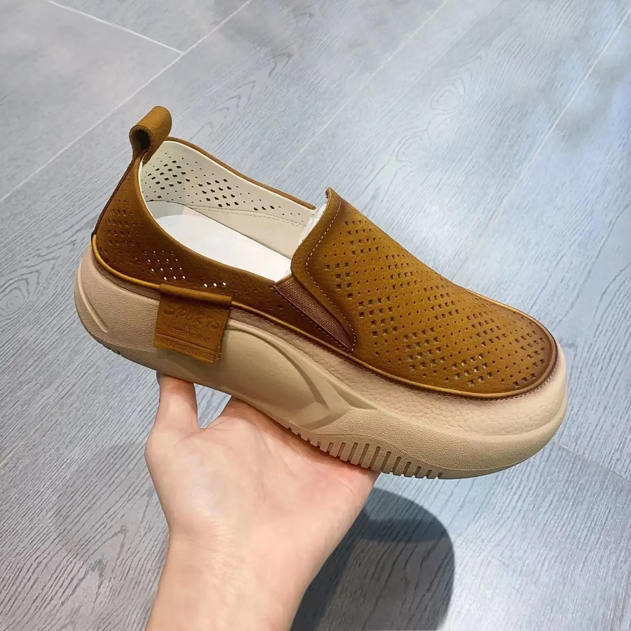 Women's 2024 Slip-On White Hollow Loafers Thick Sole — feature 7