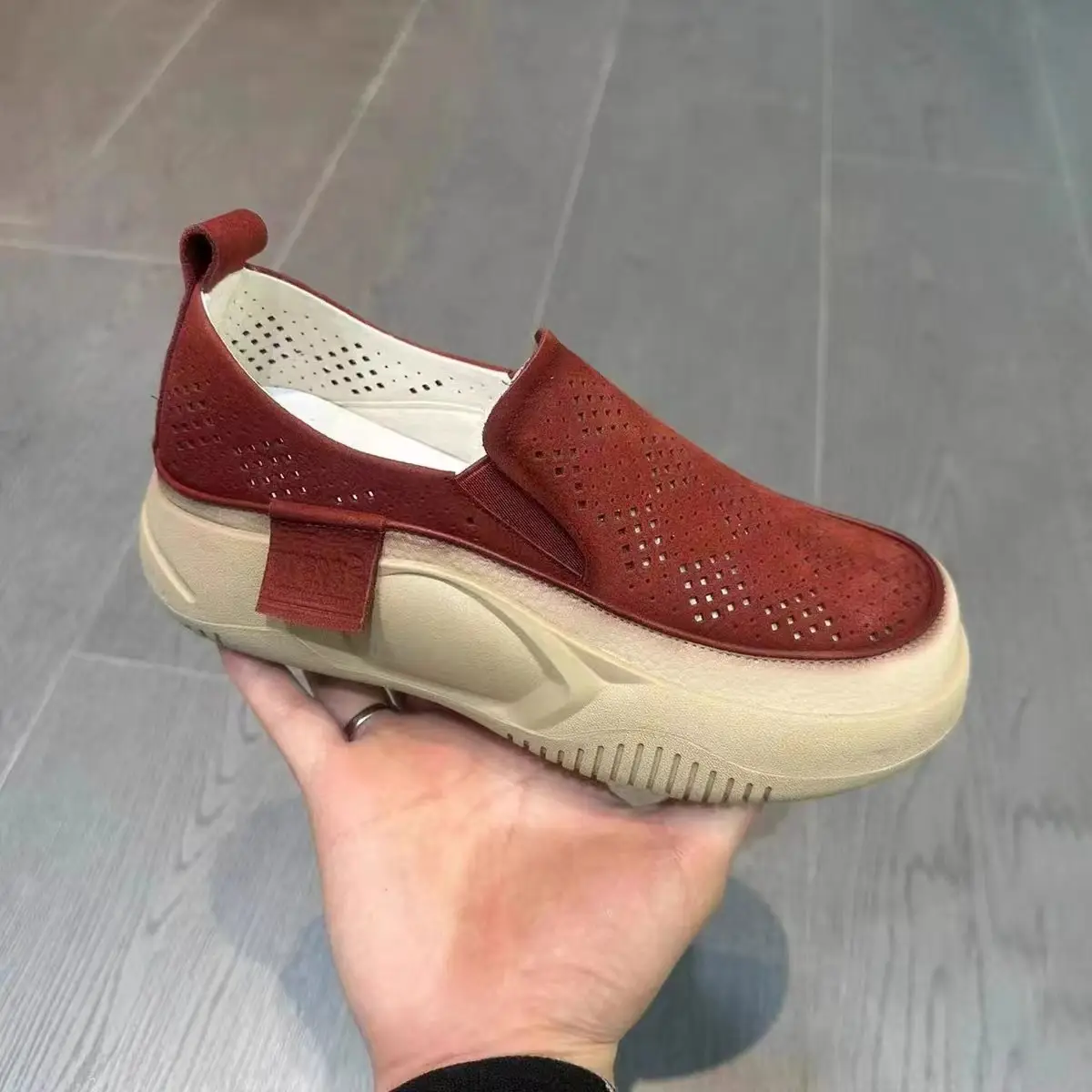 Women's 2024 Slip-On White Hollow Loafers Thick Sole - Image 4