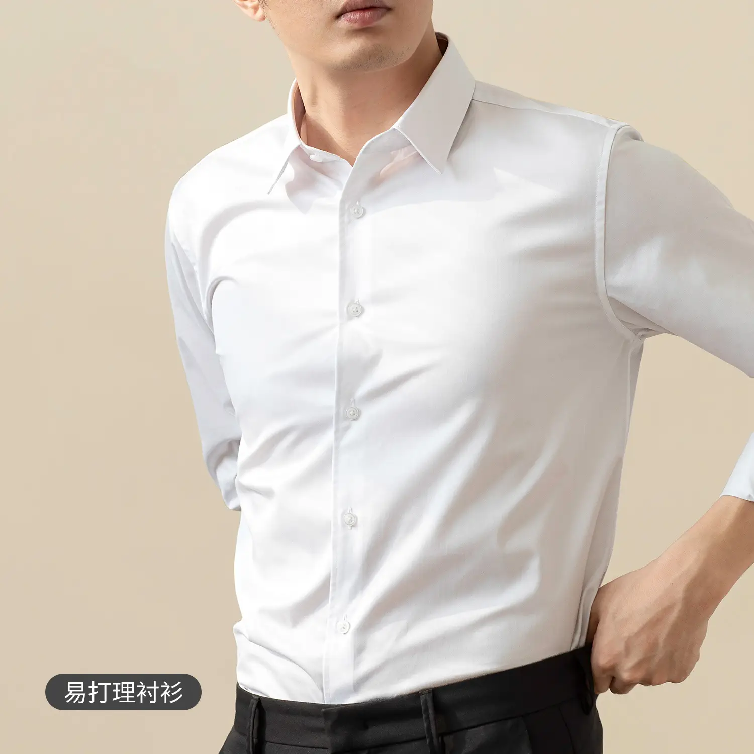 Men Blue Button Down Shirt with Tie - Image 18
