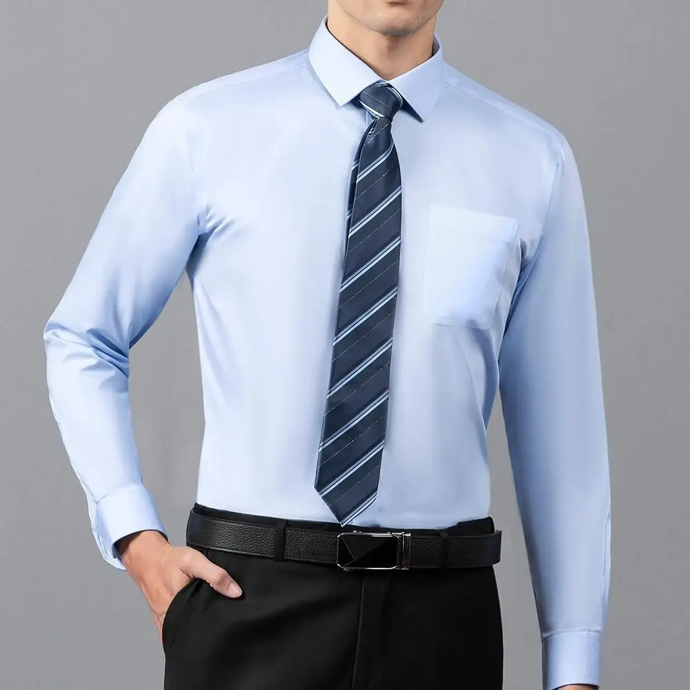 Men Blue Button Down Shirt with Tie — feature 18