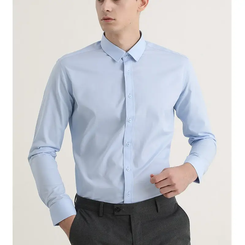Men Blue Button Down Shirt with Tie — feature 20