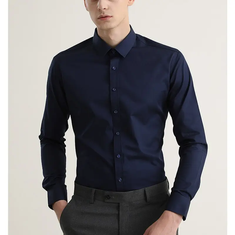 Men Blue Button Down Shirt with Tie — feature 22