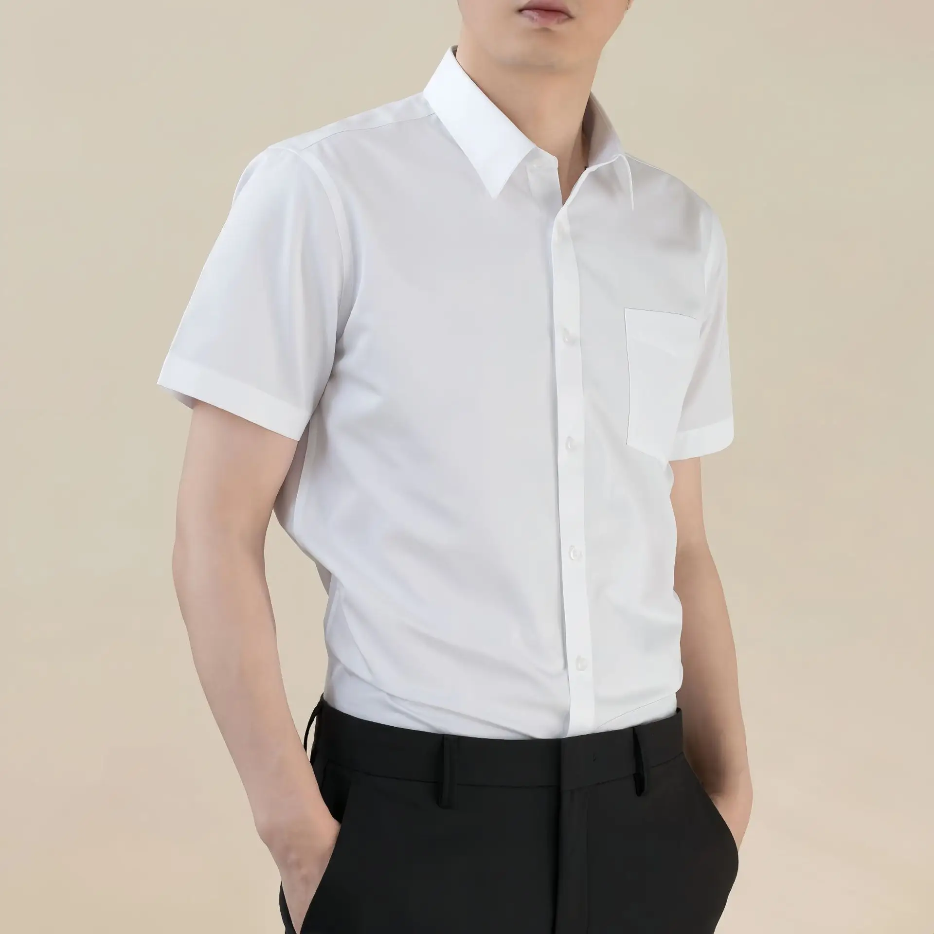 Men Blue Button Down Shirt with Tie — feature 26