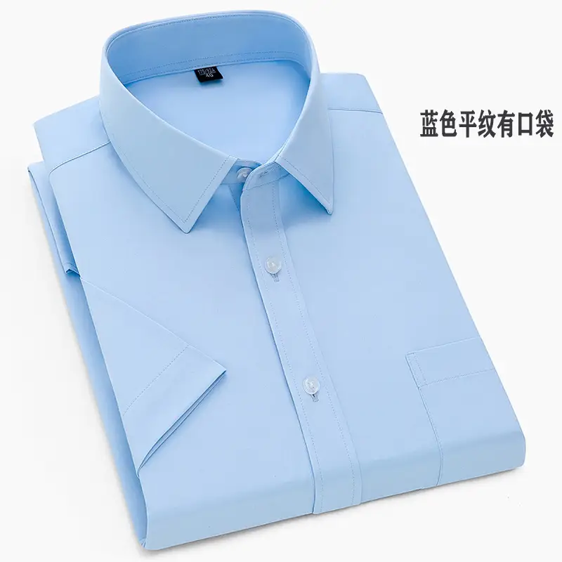 Men Blue Button Down Shirt with Tie - Image 11
