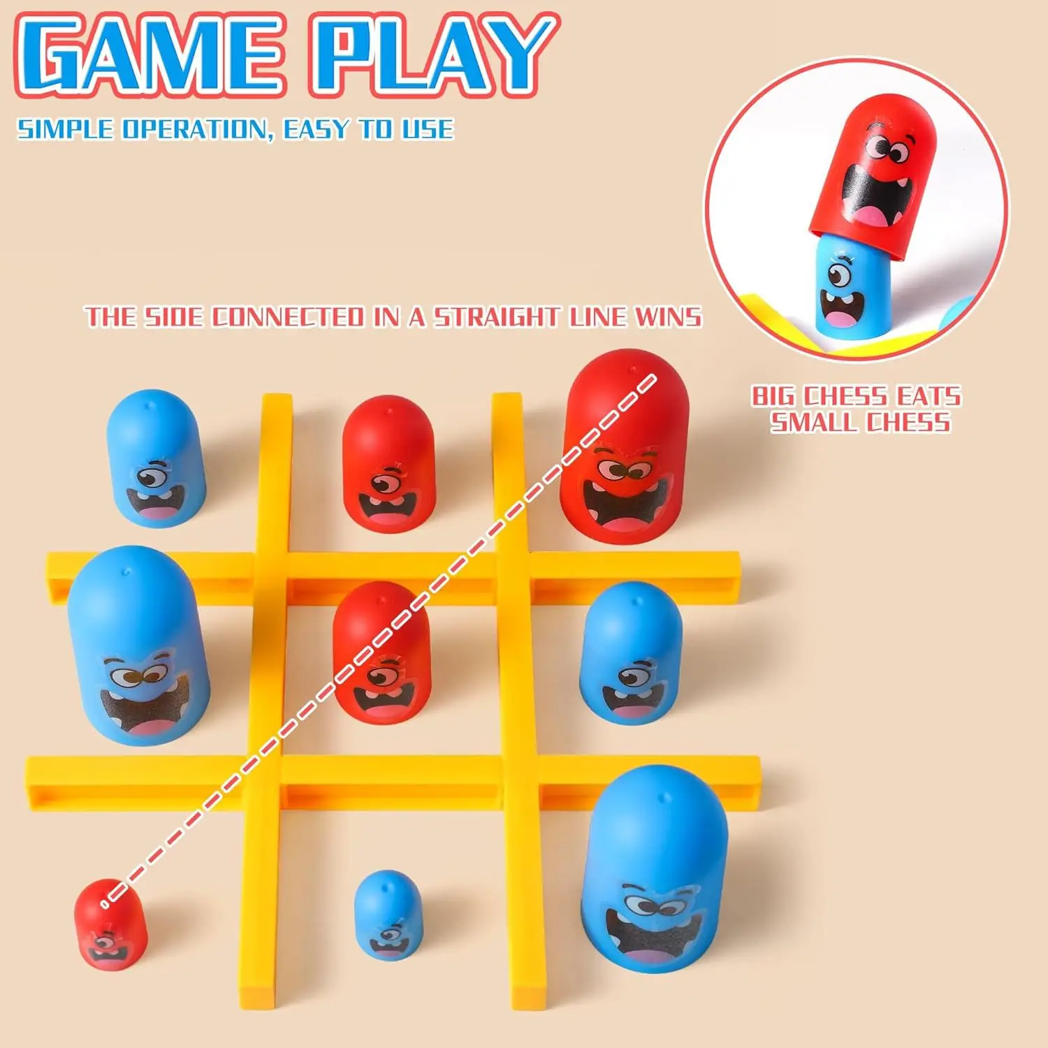 Tic Tac Toe for Boys Red Blue Yellow Toy Game — feature 8