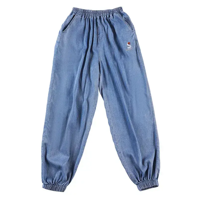 Girls Blue Cotton Trousers Summer Wear Large